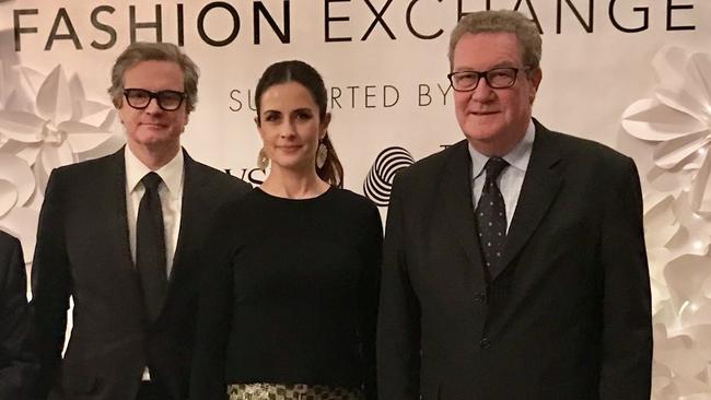 Alexander Downer, right, with actor Colin Firth and his wife Livia. Source: Alexander Downer Twitter