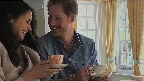 Prince Harry and Meghan Markle at Princess Beatrice's cottage. Picture: Netflix