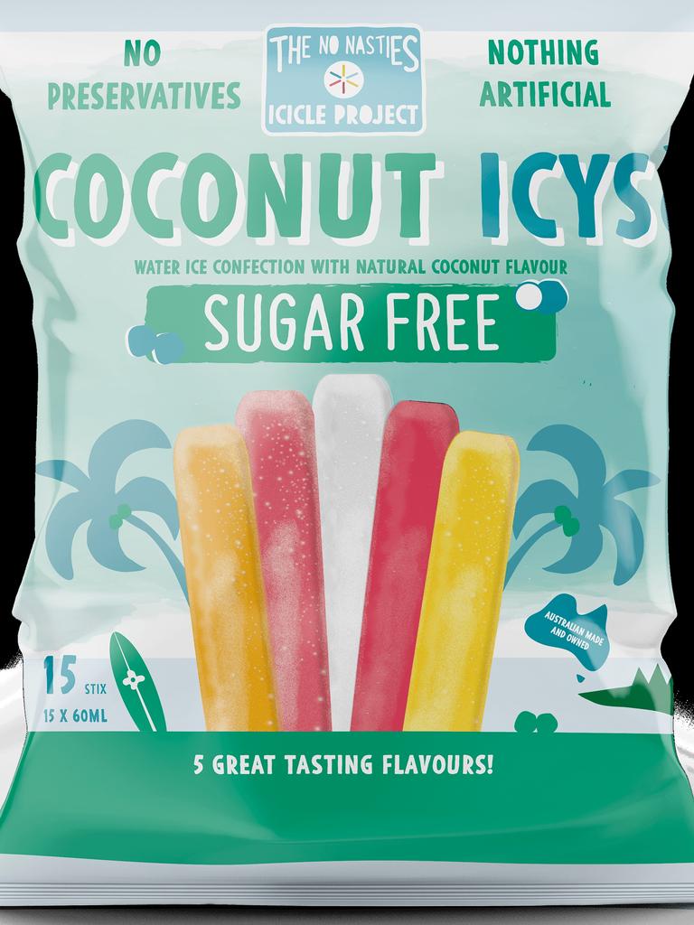 The No Nasties Project sugar-free icy poles are available in Woolworths and Coles. Picture: Supplied