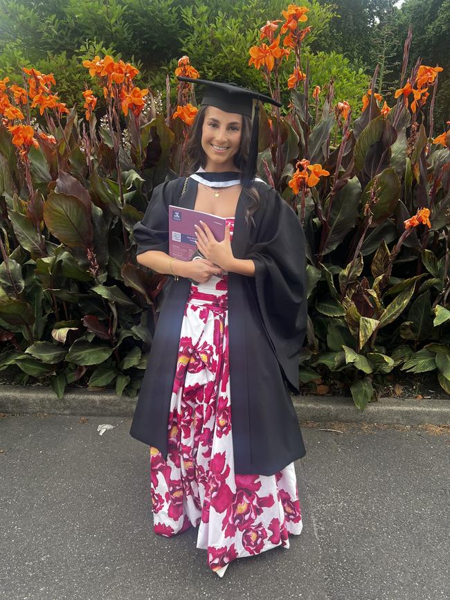 Alyssa Sorgiovanni (Bachelor of Music) at the University of Melbourne graduations held at the Royal Exhibition Building on Saturday, December 14, 2024. Picture: Jack Colantuono