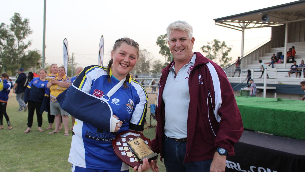 Junior Referee of the year Brenna Prendergast being awarded the trophy by Rob Crow. Picture: Laura Blackmore