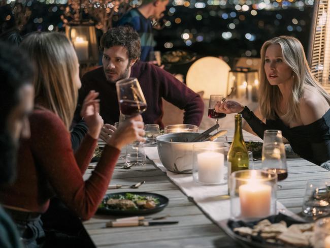 Adam Brody and Kristen Bell, right, in a still from Netflix series Nobody Wants This, written by Erin Foster and inspired by her real life.