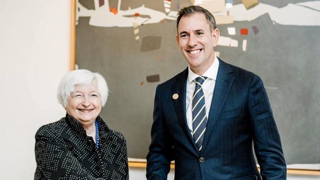 Treasurer Jim Chalmers meets with US Treasury Secretary Janet Yellen in Washington DC.