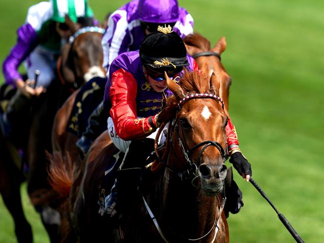 Desert Hero, ridden by Tom Marquand, on their way to winning the King George V Stakes on day three of Royal Ascot at Ascot Racecourse, Thursday June 22, 2023. Picture: John Walton/PA Images via Getty Images