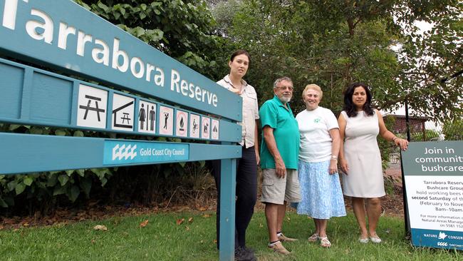 Tarrabora Reserve and some of its admirers: (L-R) Saraya Robinson, Green Officer Natural Areas Management Unit Gold Coast City Council, Wilf Ardil, Lois Levy and Gina Ygon.