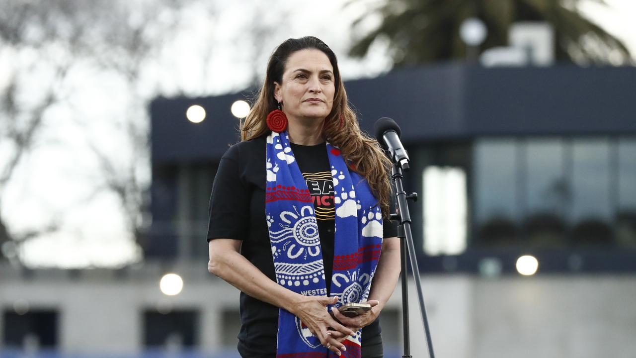 Wotjobaluk and Dja Dja Wurrung Woman Belinda Duarte before the match. Picture: Darrian Traynor/Getty Images