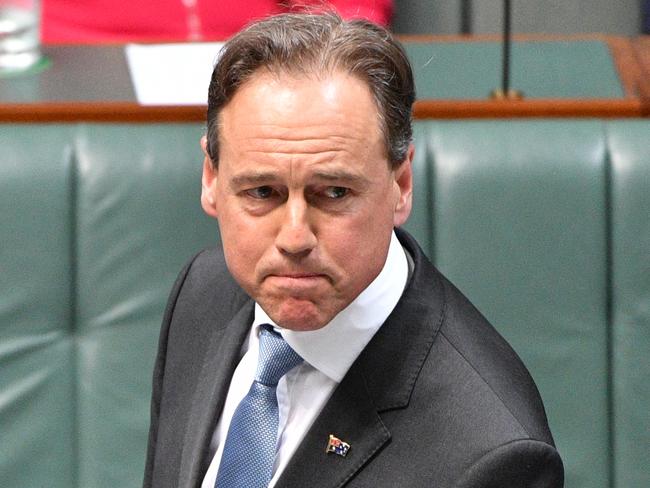 Minister for Health Greg Hunt during Question Time in the House of Representatives at Parliament House in Canberra, Tuesday, October 16, 2018. (AAP Image/Mick Tsikas) NO ARCHIVING