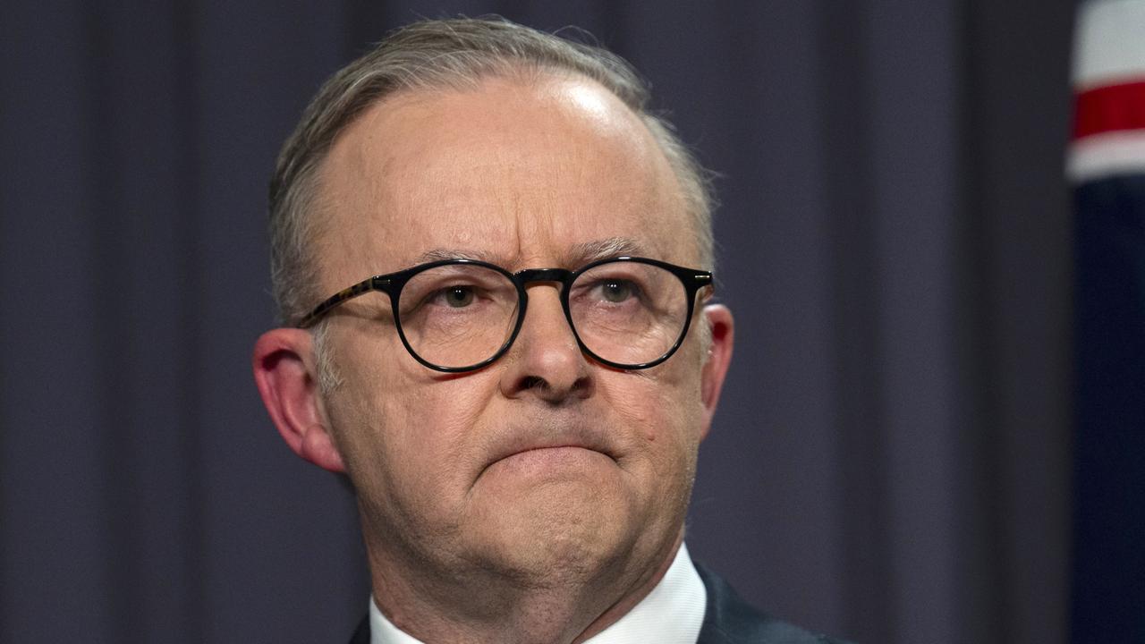 The Prime Minister Anthony Albanese at a press conference after the Voice to Parliament was defeated in the referendum. Picture: NCA NewsWire / Martin Ollman