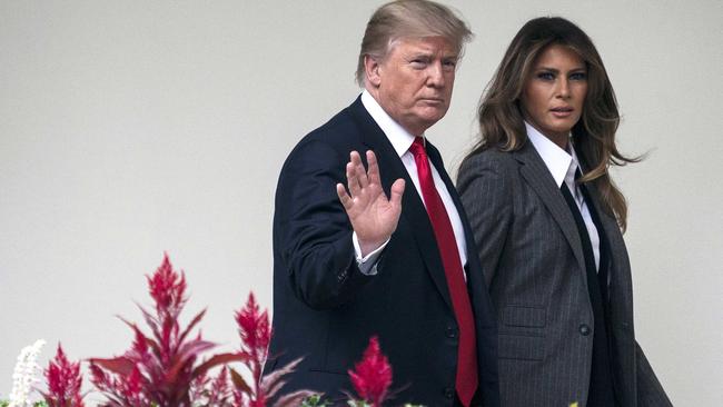 First Lady Melania Trump’s office is fed up with speculation about marital strife in the White House with spokeswoman Stephanie Grisham blasting “flat-out false reporting” about her. Picture: Carolyn Kaster/AP