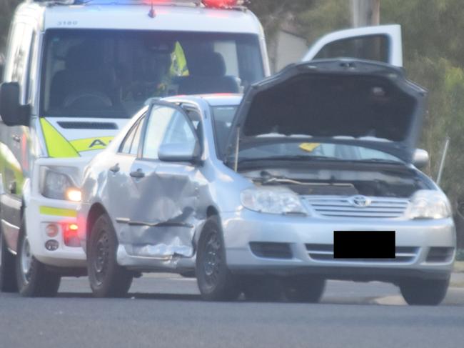 Two cars collided with each other at the intersection of Myall Street and Edward Street on May 19, 2021. Picture: Sam Turner