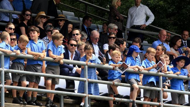 Schoolchildren at the memorial service. Picture: Mark Evans