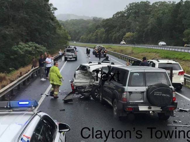 Clayton's Towing photos from a multi-vehicle pileup on the Bruce Highway at Forest Glen which created major logjam.