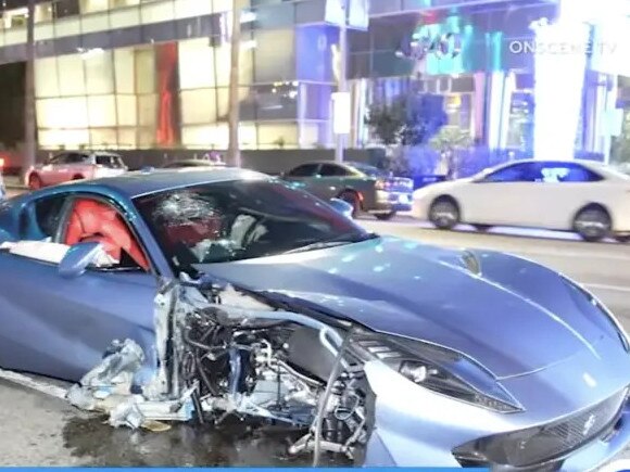 The outlet reported that Jordan, 36, crashed his blue sports car into the similarly-colored vehicle outside Sunset Gower Studios near Sunset Boulevard around 11:30 pm. Picture:KABC