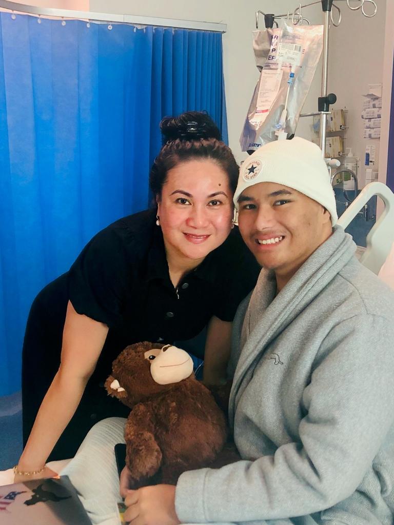 Jireh and his mum Tanya during his treatment. Picture: Supplied