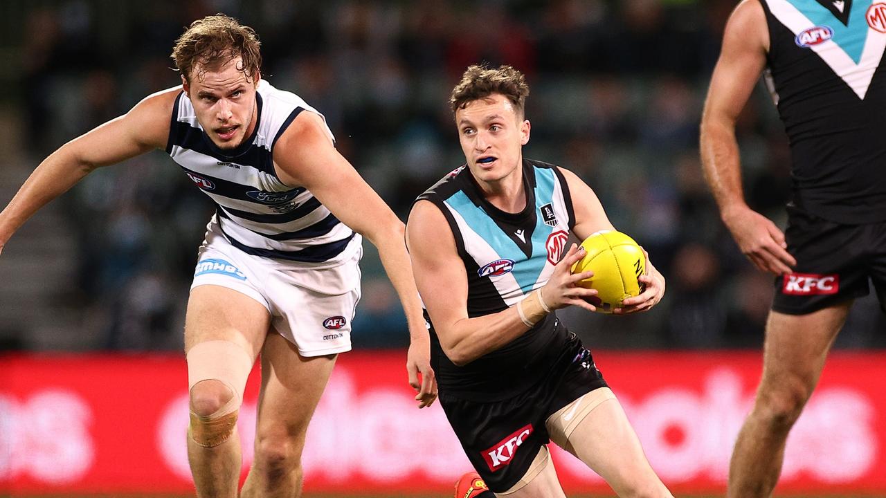 Orazio Fantasia in action in that qualifying final against Geelong in 2021. Picture: Daniel Kalisz/Getty Images