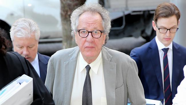 Actor Geoffrey Rush arrives at The Federal Court today. Picture: John Grainger