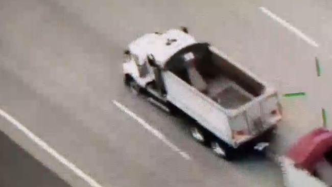 The truck driving on its rims along the M1. Picture: Leaked Polair footage