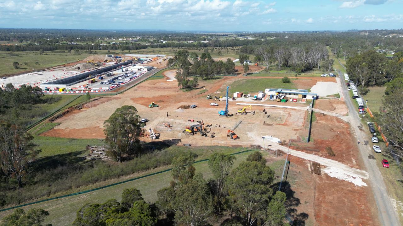 An aerial view of construction work at Bradfield in Western Sydney, which will form the “Aerotropolis” surrounding Western Sydney Airport.