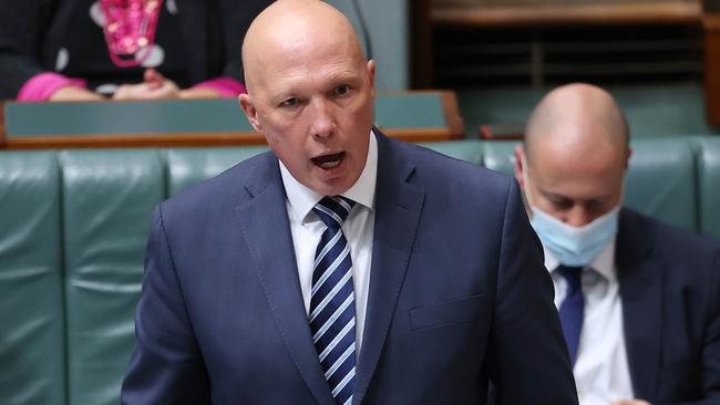 Peter Dutton is one of the few who loudly argue for Liberal principles. Picture: Gary Ramage