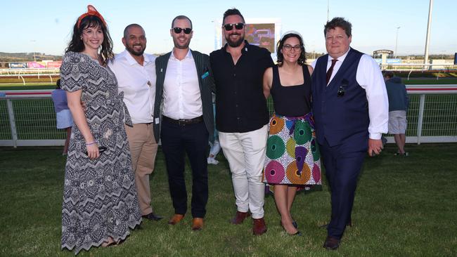 MELBOURNE, AUSTRALIA - MARCH 15 2024 Georgia, Mitch, Adam, Matt, Jane and Scott attend the 2024 Pakenham Cup Picture: Brendan Beckett