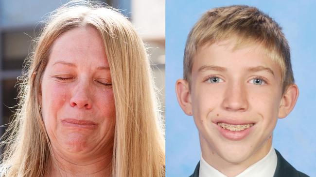 Michelle Millen (left), the mother of 14-year-old bus crash victim Cameron Millen (right), broke down in tears after the bus driver was sentenced to jail. Picture: NewsWire