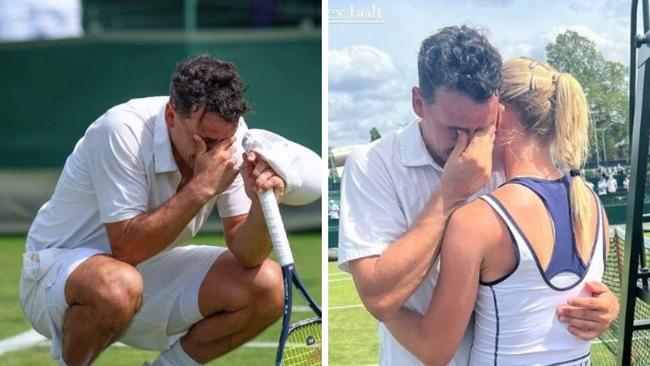 Alex Bolt embraces Katie Swan. Photo: Instagram, Wimbledon and Katie Swan.