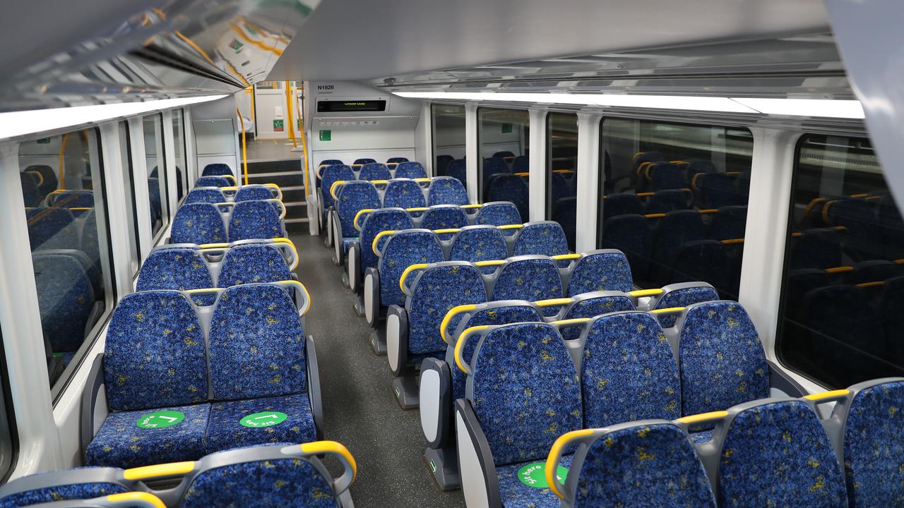 Empty trains on the Sydney network. It’s estimated usage of transport is down by around 40 per cent. Picture: John Grainger