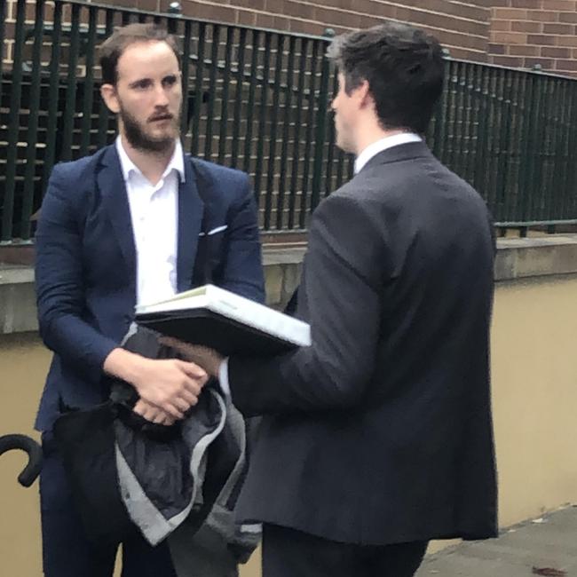 Michael Thomas Mowbray (left) 29, of Richmond, outside Manly Local Court on March 29. Picture: Manly Daily