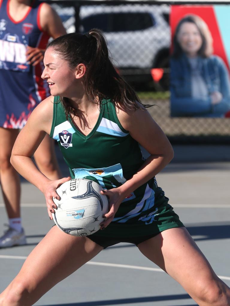 BFNL - Portarlington v Geelong Amateurs.  Geelong Amateurs Goal Attack Kayla Donnellon. Picture Mike Dugdale