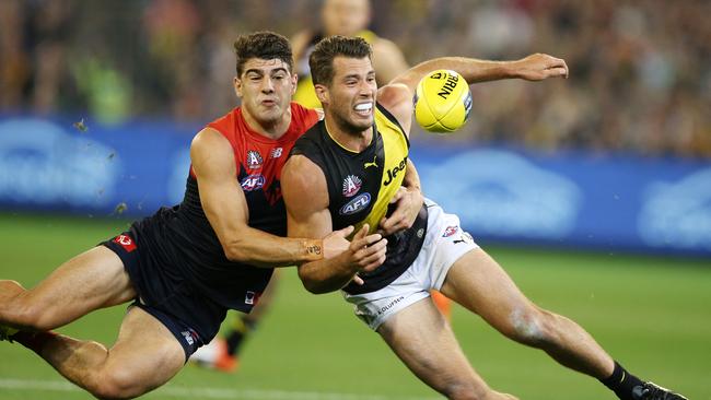 Demon Christian Petracca has declared himself a “50-50 chance” of playing against St Kilda this week. Picture: Michael Klein