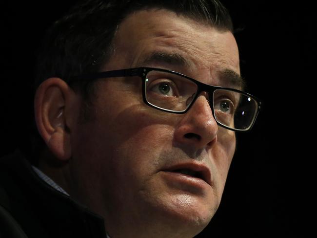 MELBOURNE, AUSTRALIA - JULY 06: Victorian Premier Daniel Andrews speaks to the media at the daily briefing on July 06, 2020 in Melbourne, Australia. Nine public housing estates are in mandatory lockdown and two additional suburbs are under stay-at-home orders as authorities work to stop further COVID-19 outbreaks in Melbourne. The public housing towers will be in total lockdown for at least five days and the only people allowed in and out are those providing essential services. Residents of 12 Melbourne hotspot postcodes are also on stay-at-home orders and are only able to leave home have for exercise or work, to buy essential items including food or to access childcare and healthcare. Businesses and facilities in these lockdown areas are also restricted and cafes and restaurants can only open for takeaway and delivery. (Photo by Darrian Traynor/Getty Images)