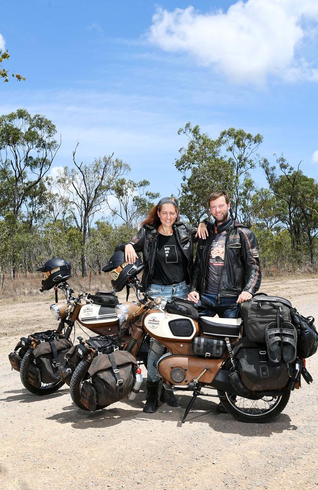 Time to Ride co-founders Bea HÅ¡benreich and Helmut Koch are riding their 50cc vintage Mopeds on the toughest tracks around Australia. Picture: Shae Beplate.