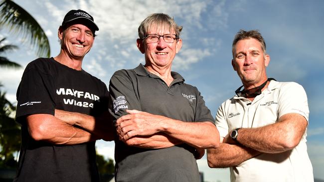 Steve Brierley, Graham Donnell and Jarrod Cook all crewmates on the Mayfair competing at the Sydney to Hobart Race