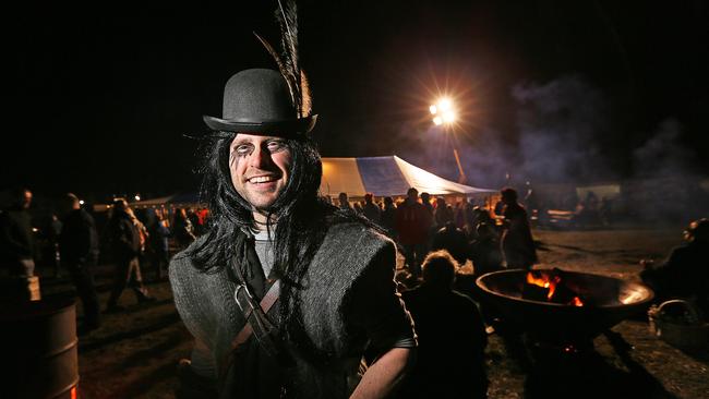 2016 Huon Valley Mid-Winter Festival. The Burning Man archer Dan Hennesy of Port Huon. Picture: SAM ROSEWARNE