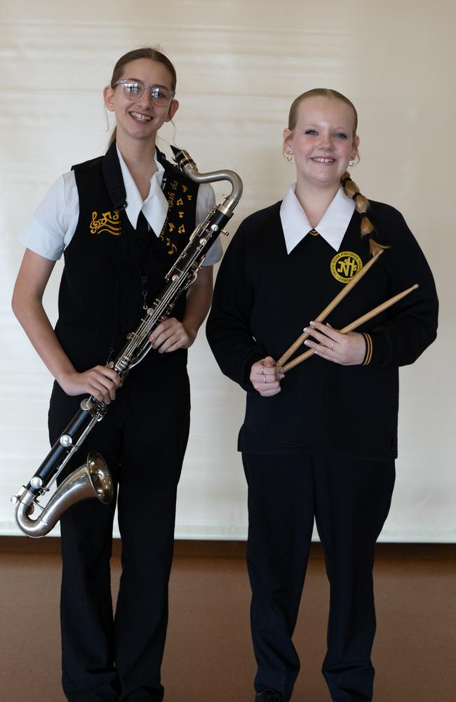 Marchella Kendall and Florence Penny from the James Nash State High School Concert Band at the Gympie Eisteddfod. Picture: Christine Schindler