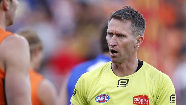 Umpire Shaun Ryan was turned away at the South Australian border. Picture: Dylan Burns/AFL Photos