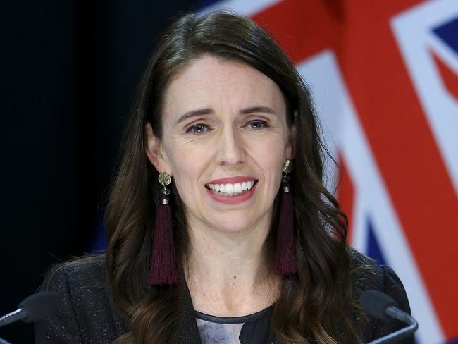 WELLINGTON, NEW ZEALAND - JUNE 28: Prime Minister Jacinda Ardern addresses media during a post cabinet press conference at Parliament on June 28, 2021 in Wellington, New Zealand. The Wellington region is in alert level 2 until 11.59pm on Tuesday while the rest of the country is at level 1 following the emergence of new COVID-19 cases in New Zealand linked to a cluster outbreak in Sydney, Australia. (Photo by Hagen Hopkins/Getty Images)