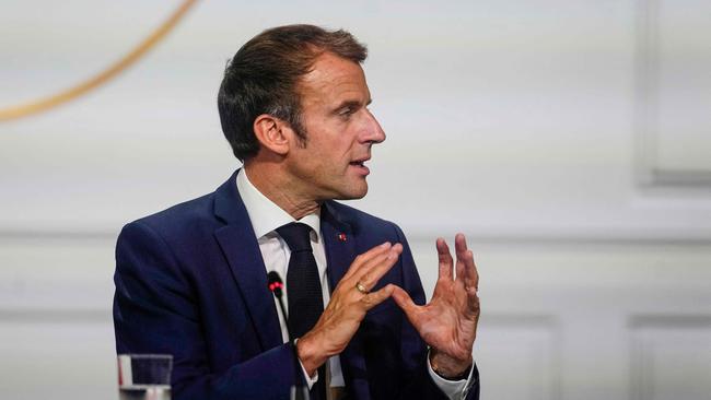 French President Emmanuel Macron is still angry over Australia’s cancellation of its submarine deal. Picture: AFP