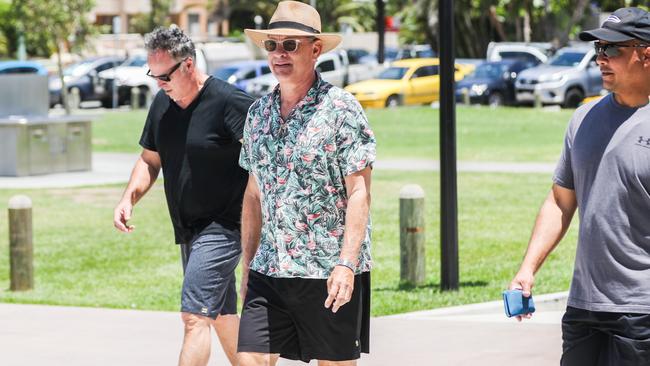 Hanks enjoyed a midday walk at Broadbeach on Friday. Picture: Nigel Hallett