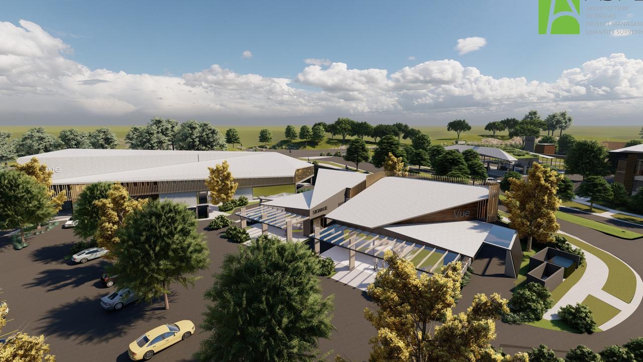 Concept art for the new Vue @ Habitat mixed-use commercial precinct along the New England Highway, which will service the new Habitat Mount Kynoch masterplanned community north of Toowoomba.