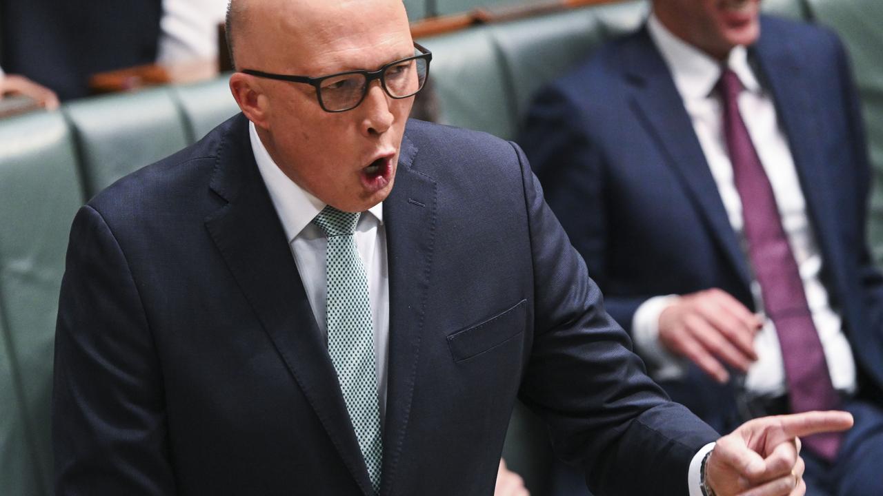 Leader of the Opposition Peter Dutton during Question Time at Parliament House in Canberra. Picture: NCA NewsWire / Martin Ollman