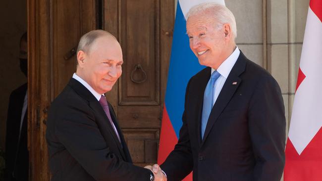 The meeting was the first chat between the two world leaders since their last publicly known call in July. Picture: Saul Loeb/Pool/AFP.