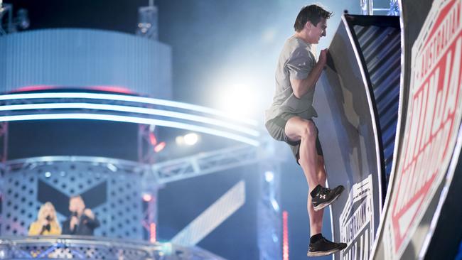 Adelaide's Alex Cusack is into the semi-finals of Australian Ninja Warrior. Picture: Nine.