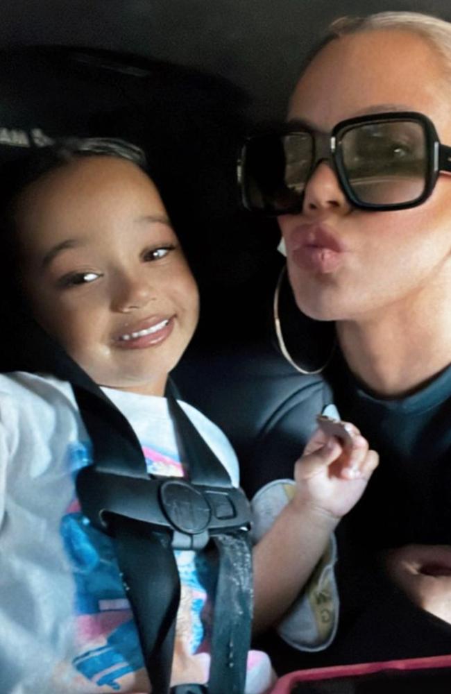 Parents are debate extreme filters on kids after Khloe Kardashian shared these photos. Picture: Instagram/KhloeKardashian