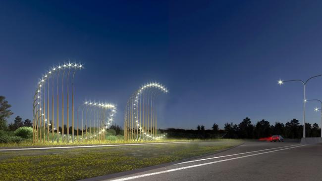 An artist impression of the southern sign near the Gold Coast Airport at Bilinga. Picture: Supplied