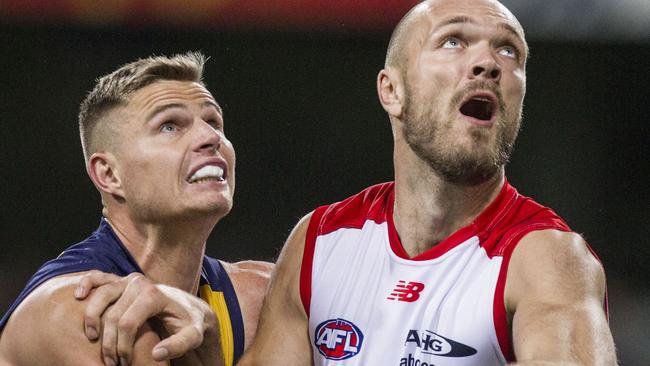 Max Gawn (right) didn’t miss a beat on his return from injury.