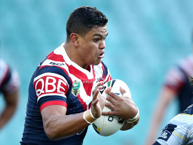 Roosters Latrell Mitchell during the Round 23 NRL game between the Sydney Roosters and the North Queensland Cowboys at Allianz Stadium . Picture : Gregg Porteous