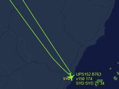 UPS152 had to turn around and make an emergency landing due to a fuel leak being reported. Picture: Supplied / Flightaware