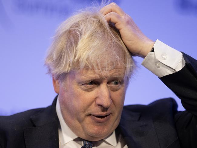 LONDON, ENGLAND - MARCH 02: Former UK prime minister Boris Johnson addresses the Global Soft Power Summit at The Queen Elizabeth II Conference Centre on March 2, 2023 in London, England. The conference explores the role of soft power in international politics and business. (Photo by Dan Kitwood/Getty Images)