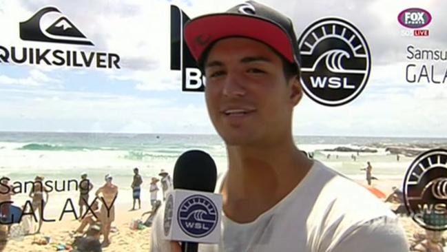 Screengrab of a Gabriel Medina who swore on air during an interview. Photo supplied.